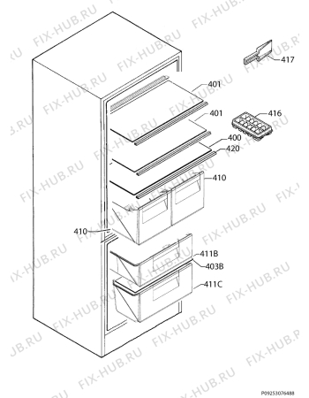 Взрыв-схема холодильника Zanussi ZBB24431SV - Схема узла Internal parts