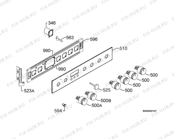 Взрыв-схема плиты (духовки) Zanussi ZOU481N - Схема узла Command panel 037