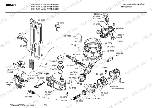 Схема №6 SRI53M05EU с изображением Инструкция по эксплуатации для посудомоечной машины Bosch 00691660