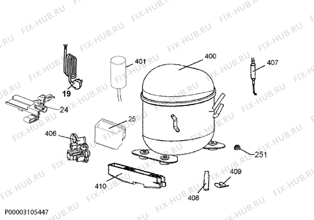 Взрыв-схема холодильника Zoppas PFC26400EX - Схема узла Cooling system 017