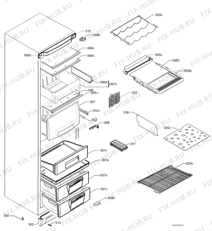 Взрыв-схема холодильника Electrolux SB318N - Схема узла Housing 001