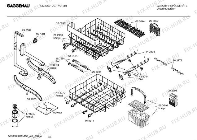 Схема №5 GM205910 с изображением Инструкция по эксплуатации Gaggenau для электропосудомоечной машины Bosch 00527513