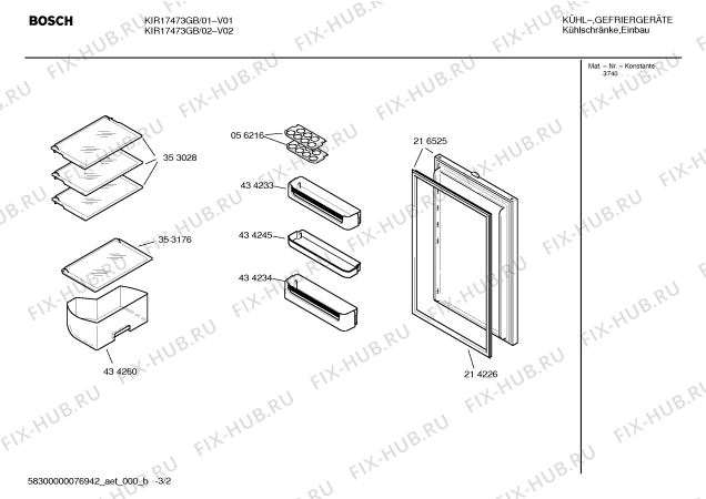 Взрыв-схема холодильника Bosch KIR17473GB - Схема узла 02