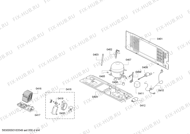 Взрыв-схема холодильника Bosch KDN74AW20N - Схема узла 04
