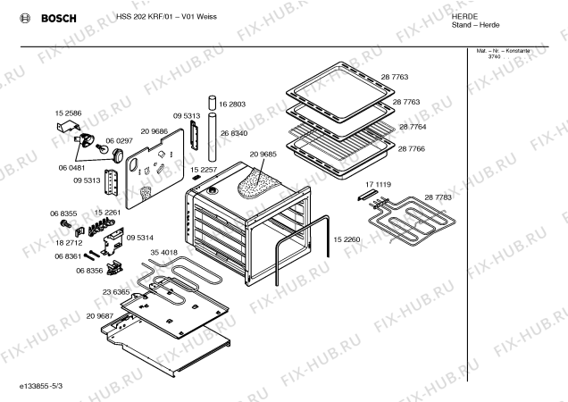 Схема №5 HSS202KRF с изображением Стеклокерамика для электропечи Bosch 00236541