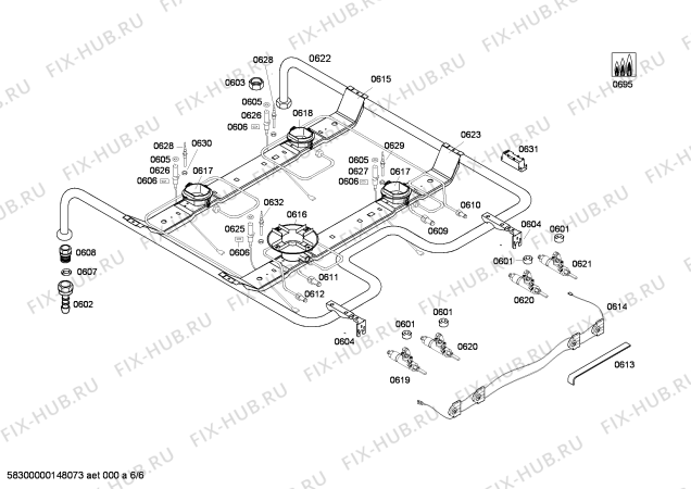 Взрыв-схема плиты (духовки) Bosch HGV74W220N - Схема узла 06