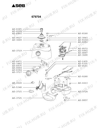 Взрыв-схема блендера (миксера) Seb 679704 - Схема узла 7P000738.7P2