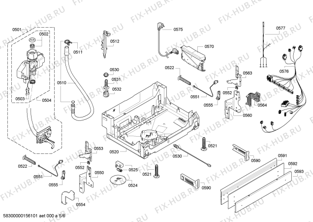 Взрыв-схема посудомоечной машины Bosch SMU53M62SK - Схема узла 05