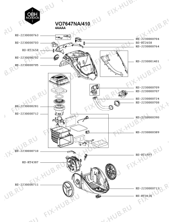 Схема №3 RO7634EA/410 с изображением Двигатель (мотор) для электропылесоса Rowenta RS-2230000712