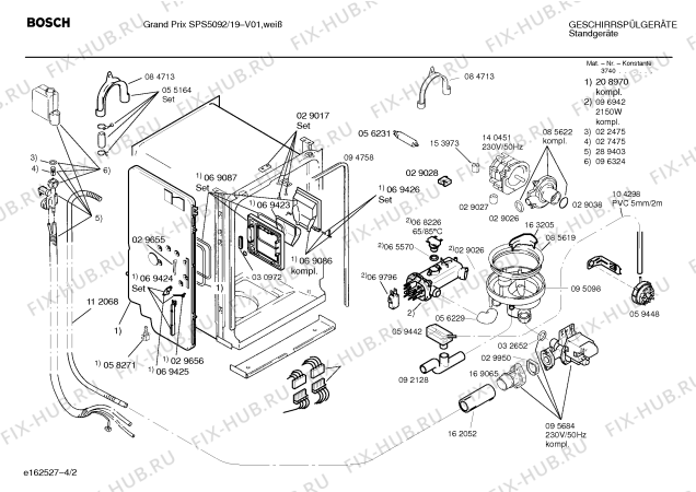 Взрыв-схема посудомоечной машины Bosch SPS5092 Grand Prix - Схема узла 02