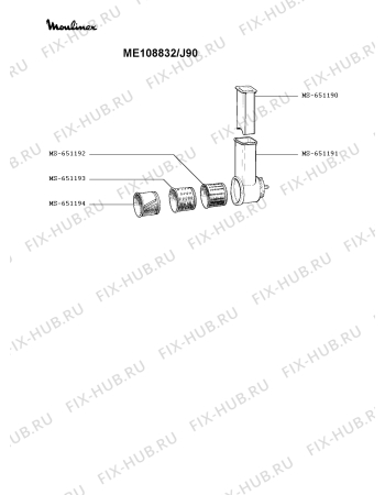 Схема №2 ME106832/J90 с изображением Корпусная деталь для электрошинковки Moulinex MS-651169