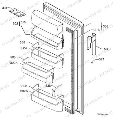 Взрыв-схема холодильника Aeg Electrolux S70250KA8 - Схема узла Door 003