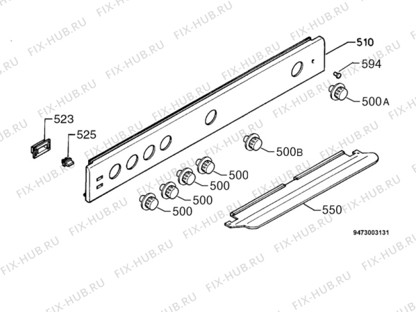 Взрыв-схема плиты (духовки) Zanussi ZCG9640W - Схема узла Command panel 037