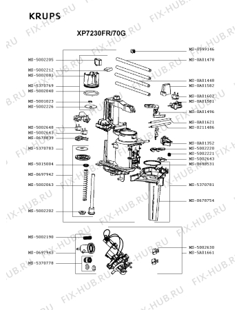 Схема №4 XP7220PN/70H с изображением Часть корпуса для кофеварки (кофемашины) Krups MS-0675078