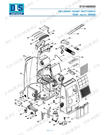 Схема №1 PACT 106ECO ser.nr.: 900039/900068 с изображением ПУ для кондиционера DELONGHI TL1767