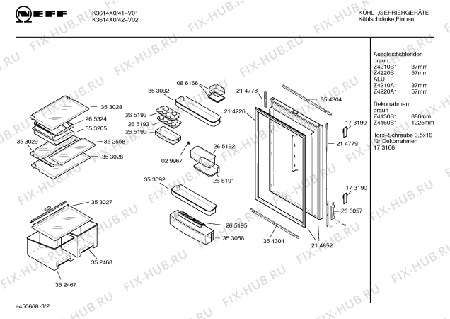 Схема №3 K3614X1 KD120SC с изображением Дверь для холодильной камеры Bosch 00214852