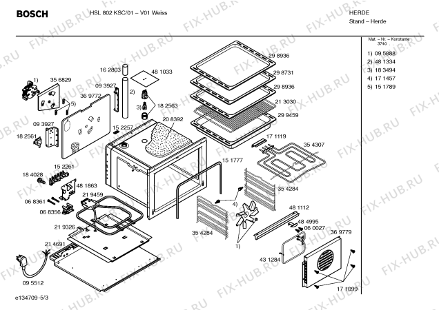 Схема №5 HSL802KSC с изображением Инструкция по эксплуатации для плиты (духовки) Bosch 00583014