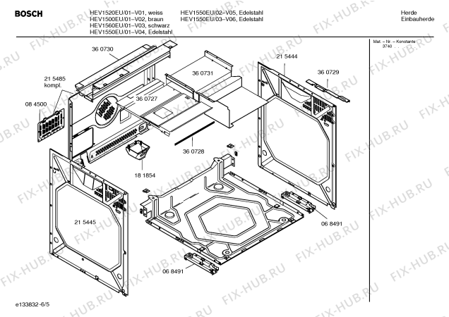 Взрыв-схема плиты (духовки) Bosch HEV1560EU - Схема узла 05