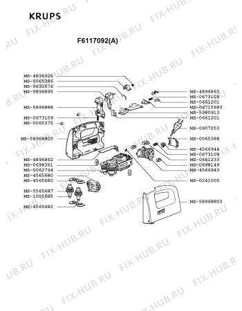 Взрыв-схема блендера (миксера) Krups F6117092(A) - Схема узла EP000645.8P2