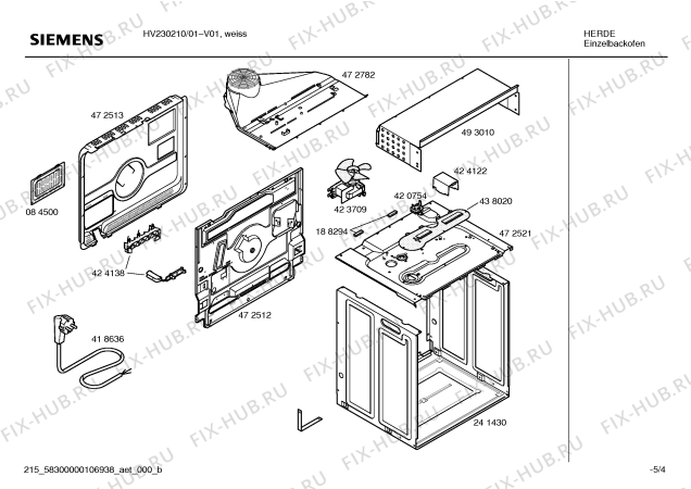 Взрыв-схема плиты (духовки) Siemens HV230210 - Схема узла 04