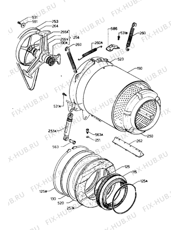 Взрыв-схема стиральной машины Zanussi ZS533 - Схема узла Tub and drum