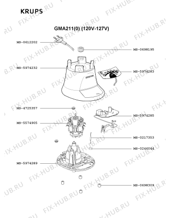 Взрыв-схема блендера (миксера) Krups GMA211(0) - Схема узла UP001302.6P3