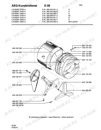 Взрыв-схема стиральной машины Aeg LAV6754 - Схема узла Tub and drum