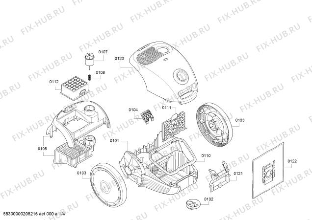 Схема №4 BGN21800 GL-20 Bag&Bagless с изображением Крышка для пылесоса Bosch 11010209