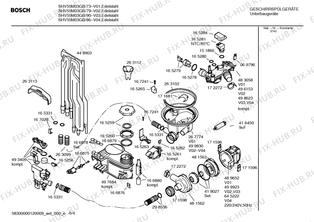 Схема №6 SHV55M03GB с изображением Краткая инструкция для посудомоечной машины Bosch 00691362