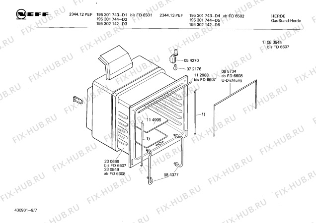 Схема №9 195301743 2344.13PEF с изображением Передняя часть корпуса для плиты (духовки) Bosch 00115171