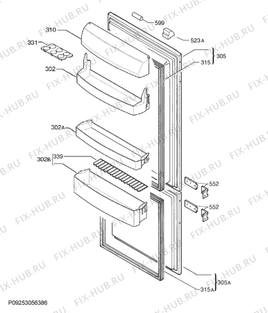 Взрыв-схема холодильника Zanussi ZBB27650SA - Схема узла Door 003