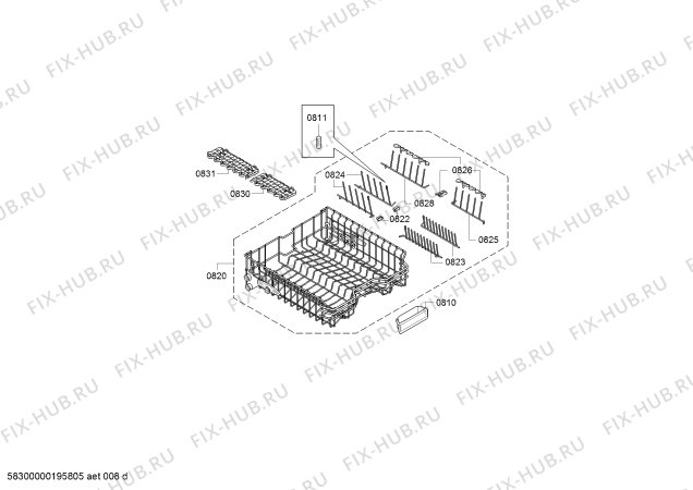 Взрыв-схема посудомоечной машины Siemens SN476W06TS IQ700 - Схема узла 08