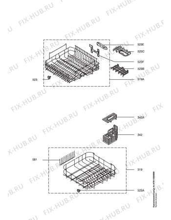 Взрыв-схема посудомоечной машины Aeg FAV3062IW - Схема узла Baskets, tubes 061