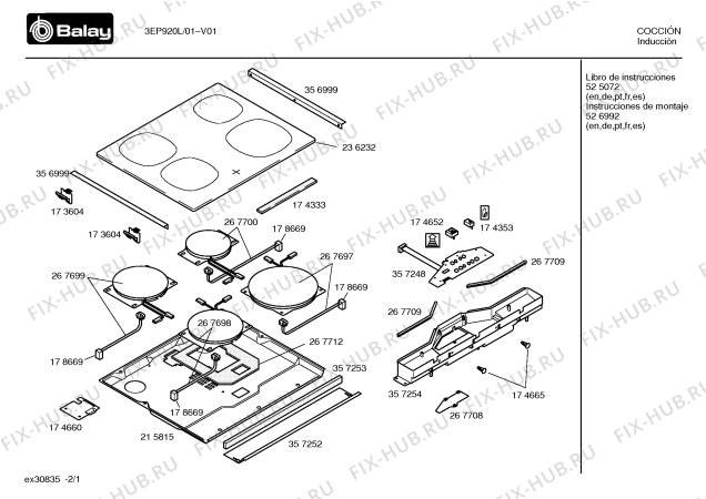 Схема №2 3EP920L с изображением Инструкция по эксплуатации для духового шкафа Bosch 00526992