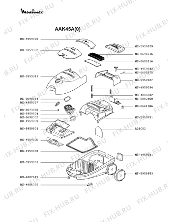 Взрыв-схема пылесоса Moulinex AAK45A(0) - Схема узла OP002382.0P3