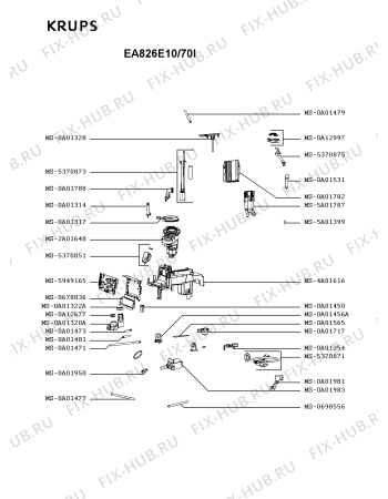 Взрыв-схема кофеварки (кофемашины) Krups EA826E10/70I - Схема узла 7P004914.7P2