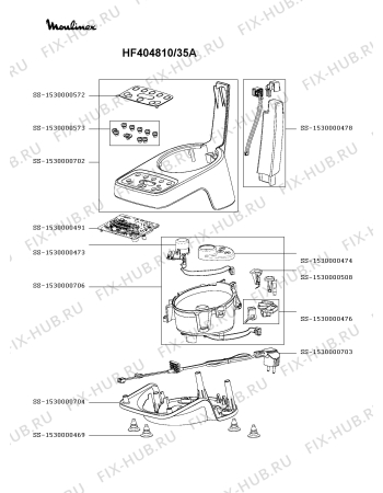 Схема №3 HF404810/35A с изображением Элемент корпуса для кухонного измельчителя Moulinex SS-1530000702