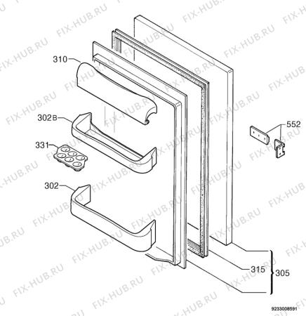 Взрыв-схема холодильника Privileg 008560_40340 - Схема узла Door 003