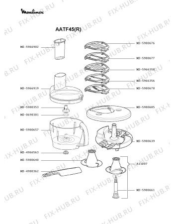 Взрыв-схема кухонного комбайна Moulinex AATF45(R) - Схема узла LP000416.1P4
