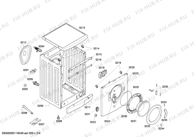 Взрыв-схема стиральной машины Bosch WAE241Y0 Bosch Maxx 6 - Схема узла 02