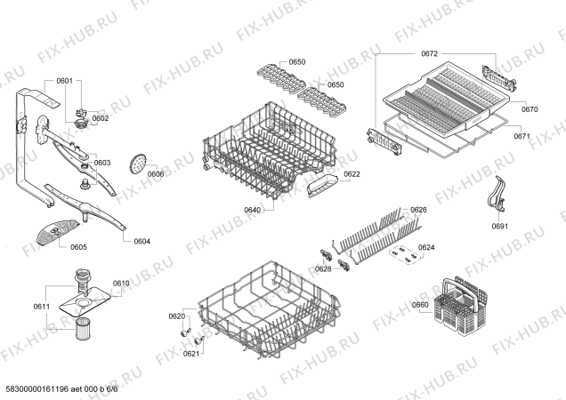 Взрыв-схема посудомоечной машины Bosch SHX5ER55UC, SilencePlus 46dBA - Схема узла 06