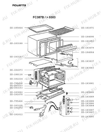 Схема №1 FC385 с изображением Клавиша для духового шкафа Rowenta SS-183087