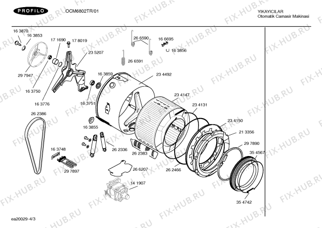 Схема №4 OCM6995TR Facelifting 99 с изображением Корпус для стиральной машины Bosch 00236166