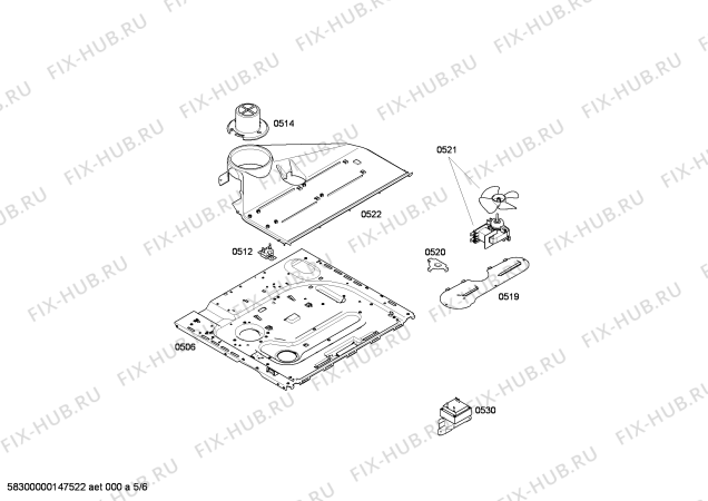 Схема №6 HB33U550S с изображением Лопасти вентилятора для плиты (духовки) Bosch 00496955