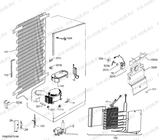 Взрыв-схема холодильника Smeg C7176DNPHSG - Схема узла Cooling system 017