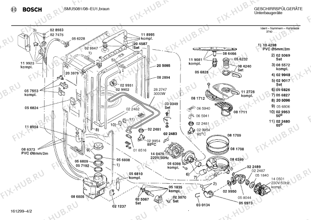 Взрыв-схема посудомоечной машины Bosch SMU5081 - Схема узла 02