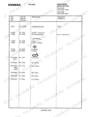 Схема №35 FA122G4 с изображением Инструкция по эксплуатации для видеотехники Siemens 00530573