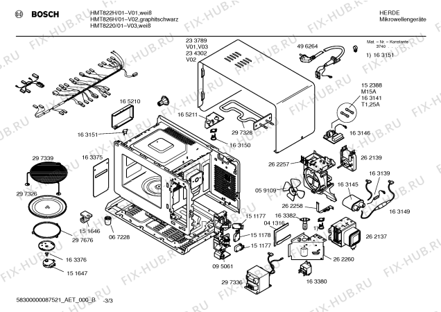 Взрыв-схема микроволновой печи Bosch HMT8220 - Схема узла 03