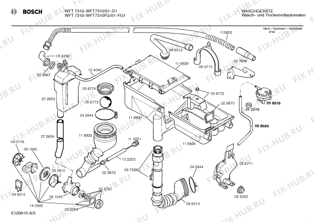 Взрыв-схема стиральной машины Bosch WFT7310 - Схема узла 05