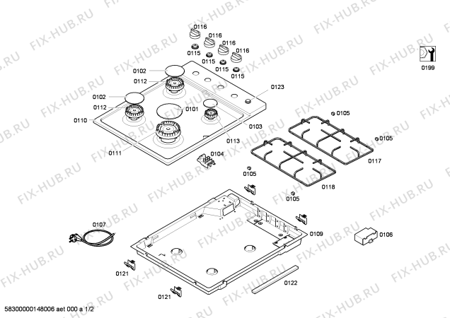 Схема №2 NGU4121LY с изображением Столешница для электропечи Bosch 00249793